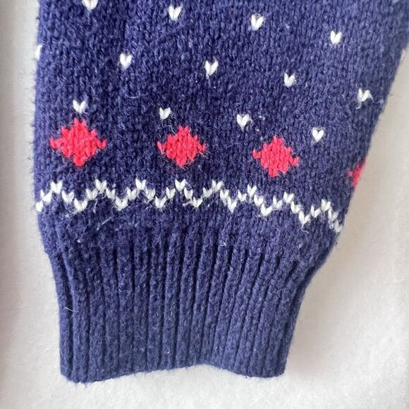 VTG Reindeer Fair-isle Holiday Navy Toddler 3T  Sweater Redodeco 100%Cotton - Picture 10 of 16